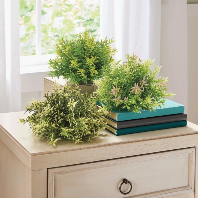 Set of 3 Greenery Half Orbs, Green, large