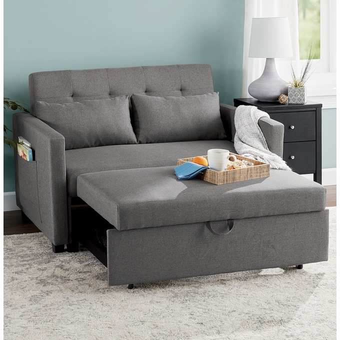 Cali Convertible Loveseat with Pullout Bed Midnight Velvet