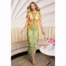 Simona Printed Maxi Dress with V-Neck and Front Slit, , large