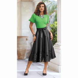 Faye Faux Leather Skirt, , large