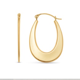 Gold Flat Oval Hoops, , large
