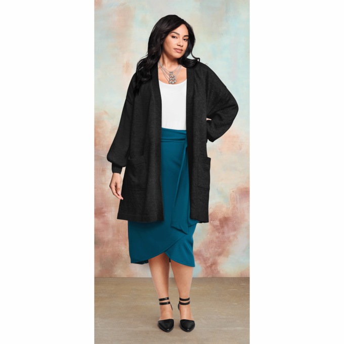 Puff-Sleeve Cardigan, , large