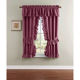 Mayfair Romantic Priscilla Ruffled Semi-Sheer Panel Pair with Tieback, , large