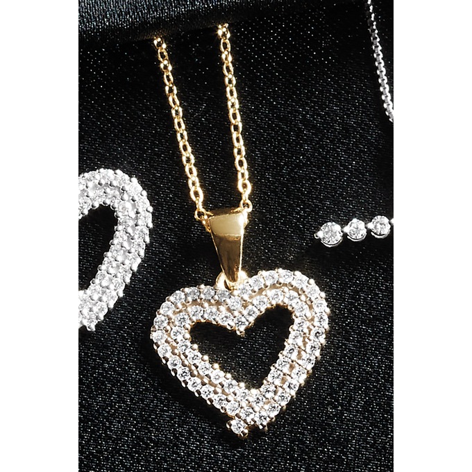 Lab-Created Diamond Heart Pendant  - .50 CTTW, , large