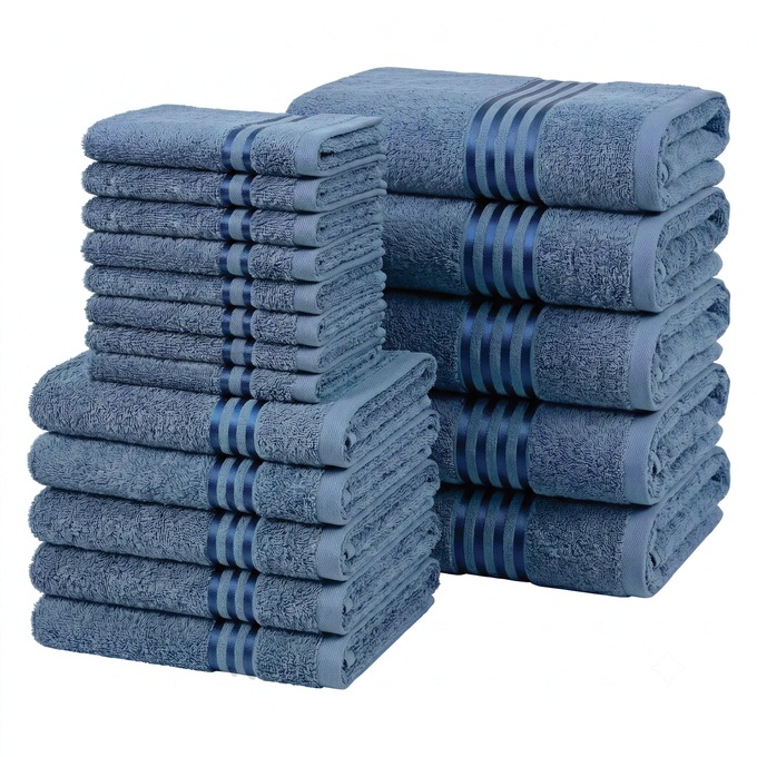 18-Piece Towel Set, Harbor Blue, large