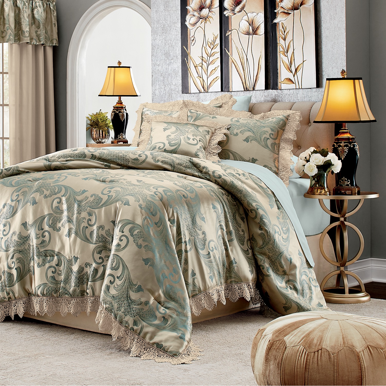 3Piece Reggiana Jacquard Comforter Set Midnight Velvet