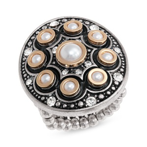 Oval Faux-Pearl Stretch Ring, , large
