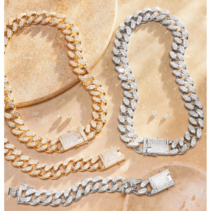 Crystal Link Necklace, Earring and Bracelet Set, , large