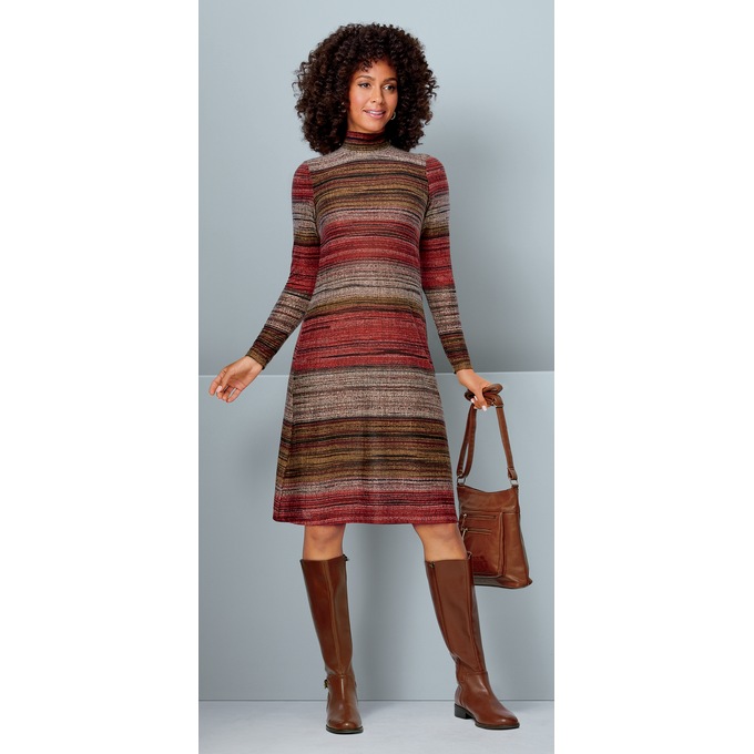 Stripey A-Line Dress, , large