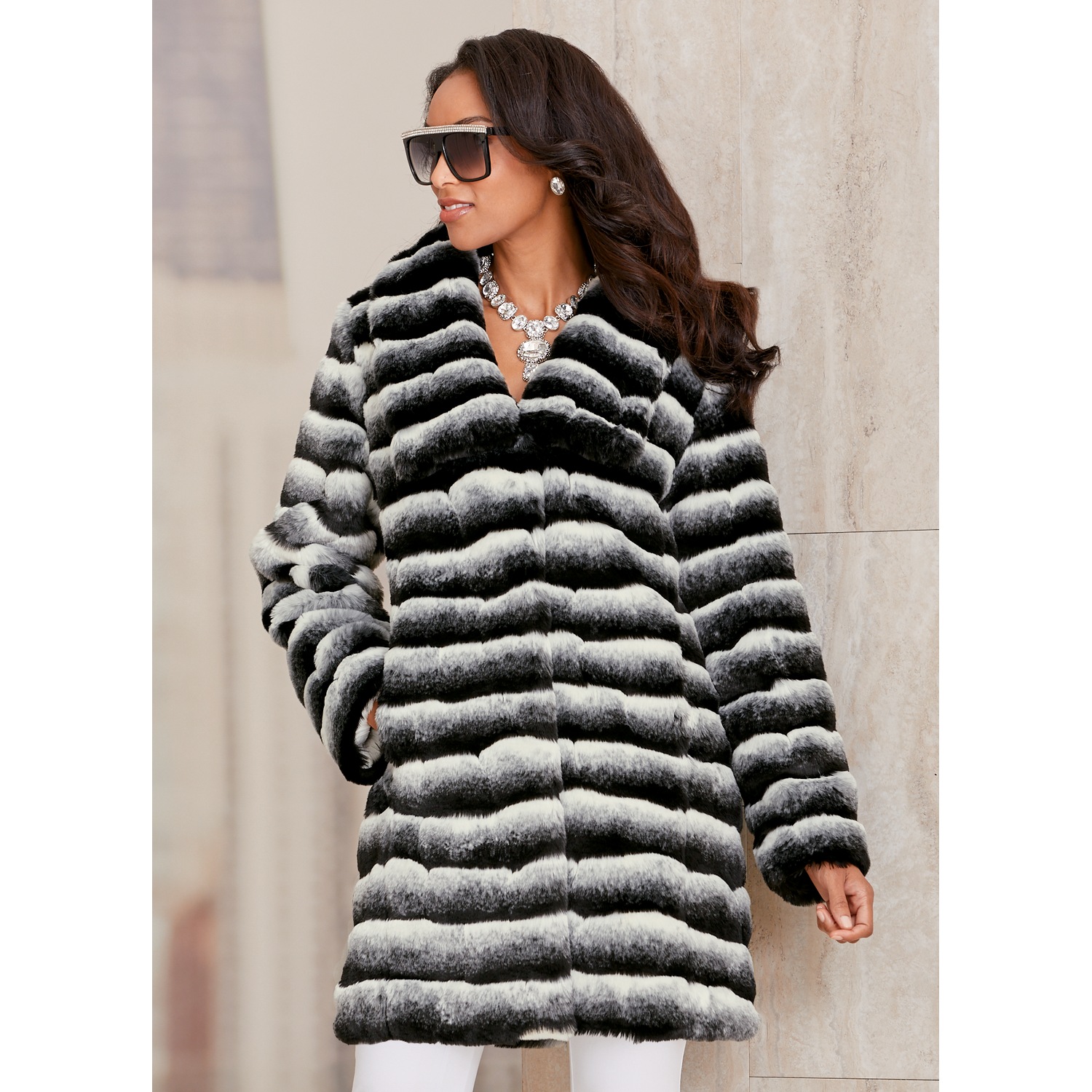 FauxFur Chinchilla Coat Midnight Velvet