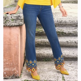 Quinn Embroidered Bootcut Jean, , large