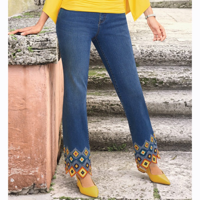 Quinn Embroidered Bootcut Jean, , large