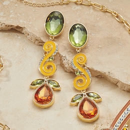 Enamel Scroll Crystal Earrings, , large