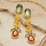 Enamel Scroll Crystal Earrings, , large