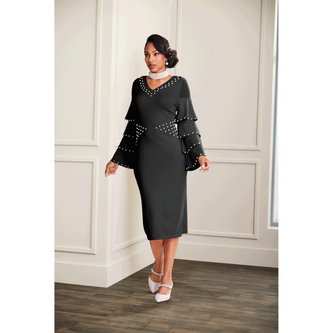 Midnight Velvet Pearl and Rhinestone Pump, , large