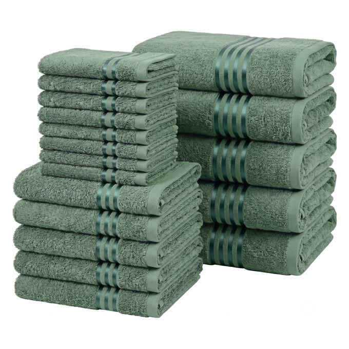 18-Piece Towel Set, Eucalyptus, large