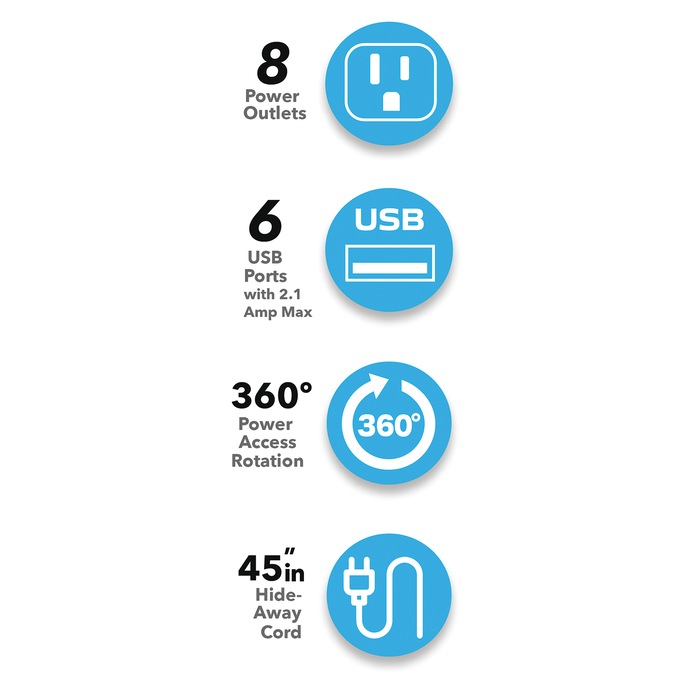 Bell+Howell Spin Power Charging Station with Surge Protection, , large