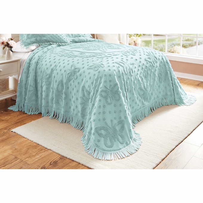 Addi Chenille Bedspread, Seaglass, large