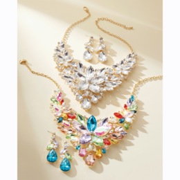 Crystal Shapes/Bib Necklace &amp; Earrings Set, , large