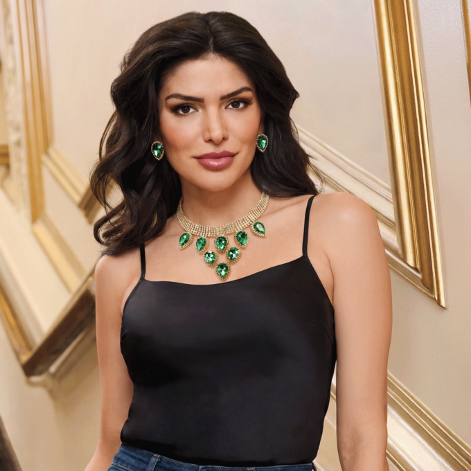 Crystal Pear Necklace & Earring Set, , large