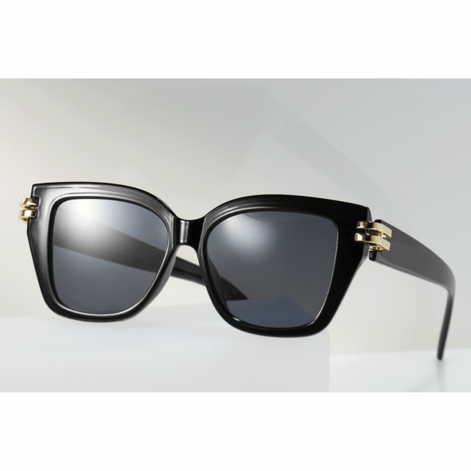 Gold Accent Sunglasses, Black, large