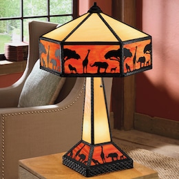 Stained Glass Safari Table Lamp, , large