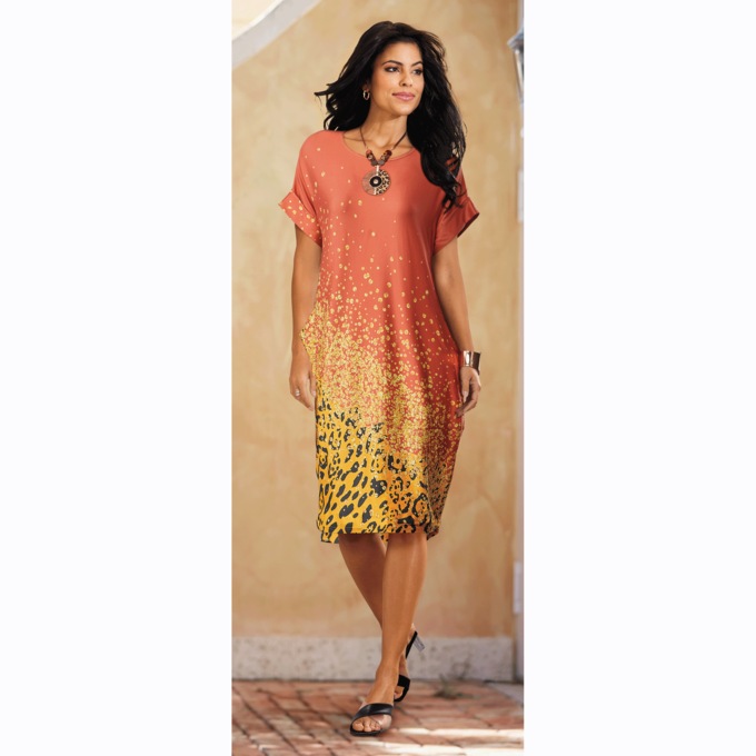 Shenna Diagonal Print Dress, , large