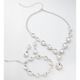 Crystal Pear-drop Jewelry Set, , large