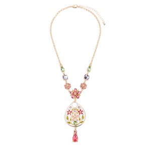 Floral Enamel and Crystal Necklace, , large