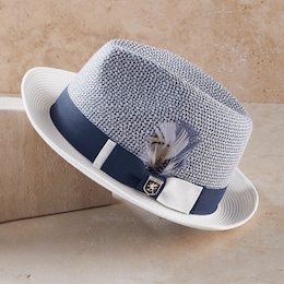 Stacy Adams Skylin Fedora with Faux Feather, , large