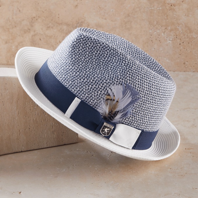 Stacy Adams Skylin Fedora with Faux Feather, , large