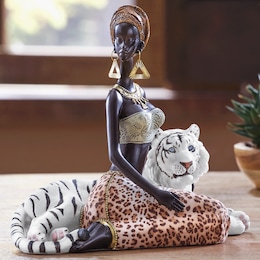 Global Woman with White Tiger, , large