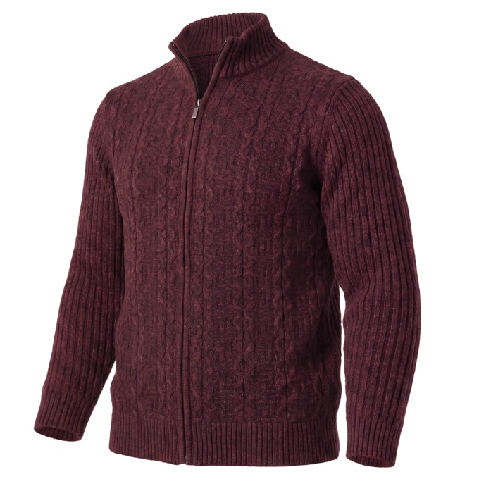 Men&rsquo;s Cable-Knit Full-Zip Cardigan Sweater, , large