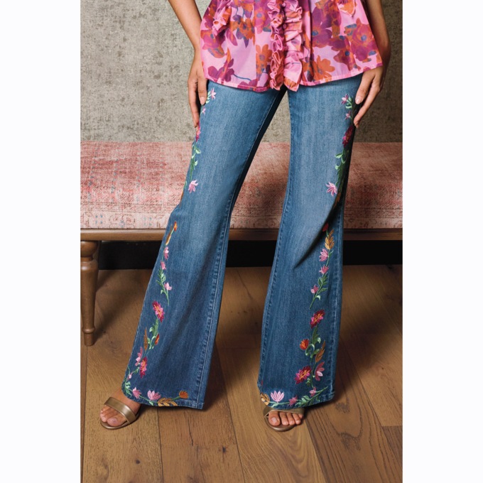 Edith Embroidered Jean, , large