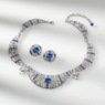 Blue Crystal Vintage-Style Necklace & Earring Set, Blue Clear, large