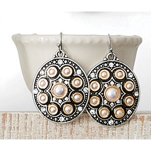 Oval Faux-Pearl Earrings, , large