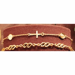10K Gold Faith Symbols Bracelet, , large