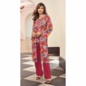 Cera 3-Piece Printed Pant Outfit with Airy Chiffon and Rhinestone Trim, , large