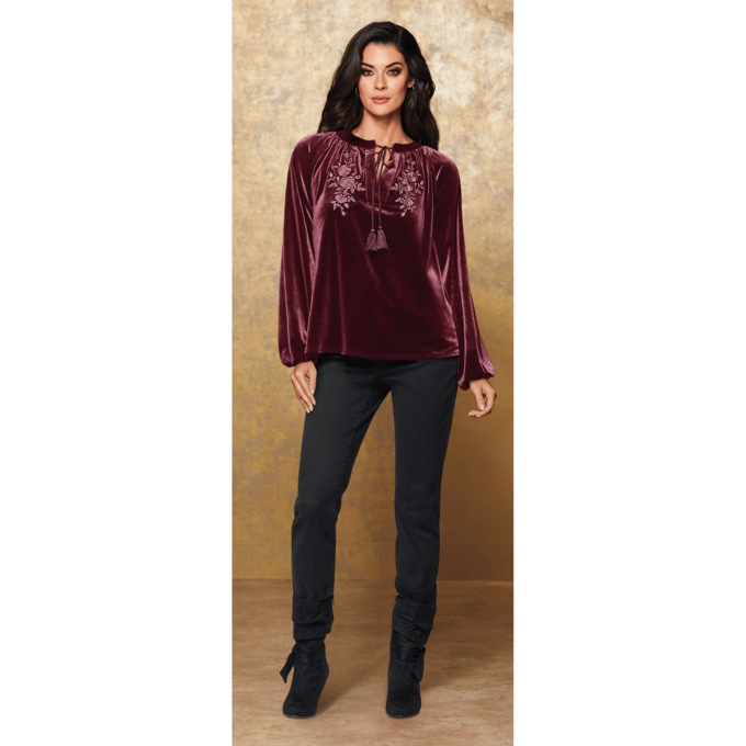 Velour Peasant Tunic, , large