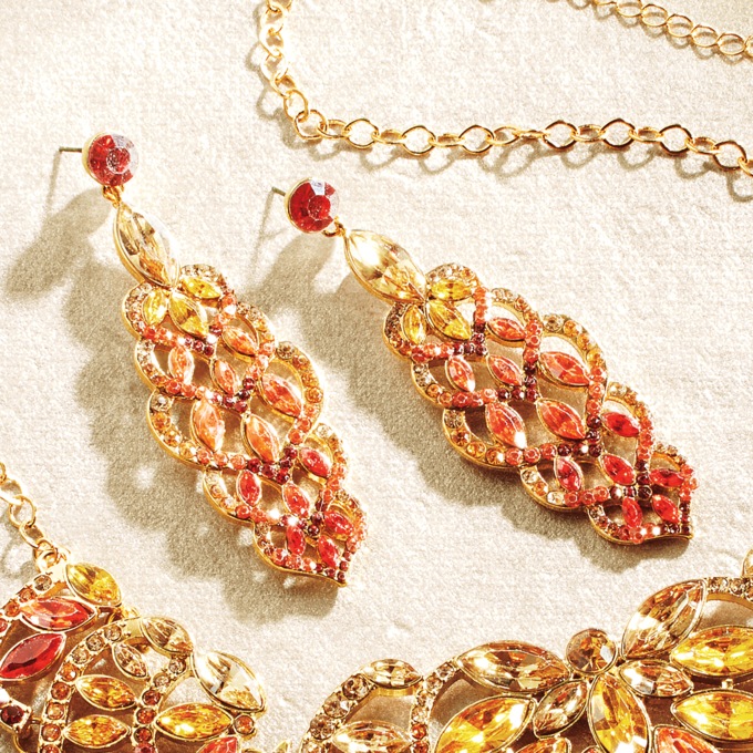 Faceted Ombré Crystal Dangle Earrings, , large