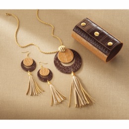 Textured Pleather Jewelry, , large