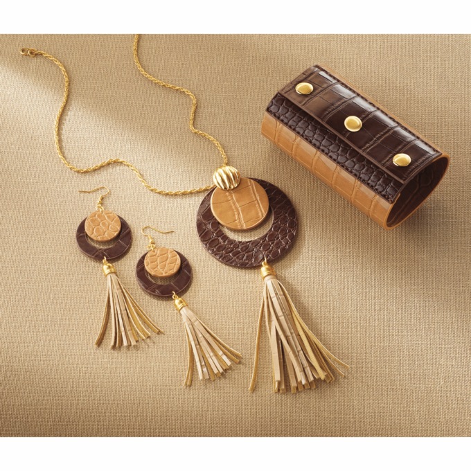 Textured Pleather Jewelry, , large