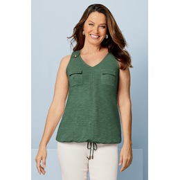 Tie-Waist Cargo Knit Tank, Green, large