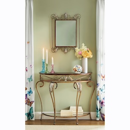 Metal Leaf Console Table and Mirror, , large