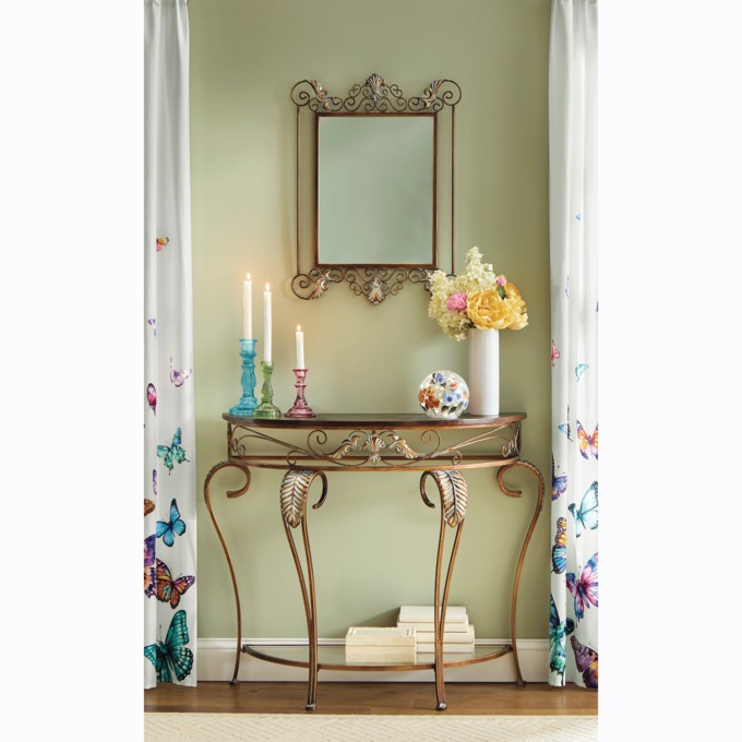 Metal Leaf Console Table and Mirror, , large