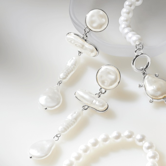 Faux-Pearl Drop Earrings, , large