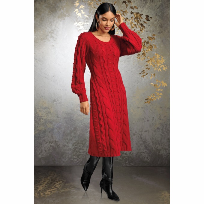 Kylee A-Line Sweater Dress, , large