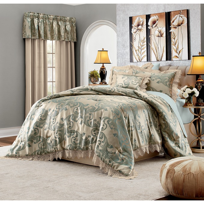 3-Piece Reggiana Jacquard Comforter Set, Window Treatments &amp; Square Accent Pillow, , large
