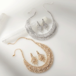 Crystal Layered Necklace &amp; Earring Set, , large