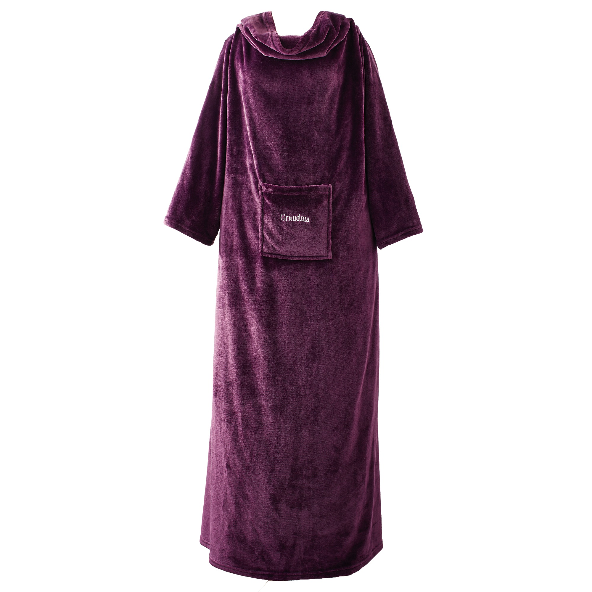 Plush Sleeved Throw, Plum, large